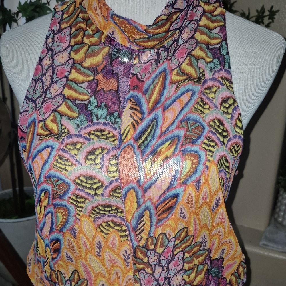 Colorful Patterned Mini Dress - image 5